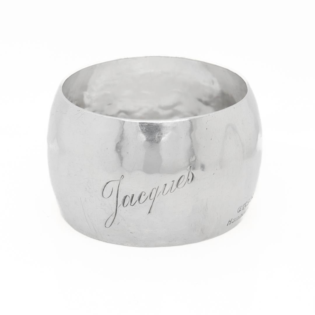 Women's or Men's Art Deco German 800 Silver Napkin Ring Engraved 'Jacques' For Sale