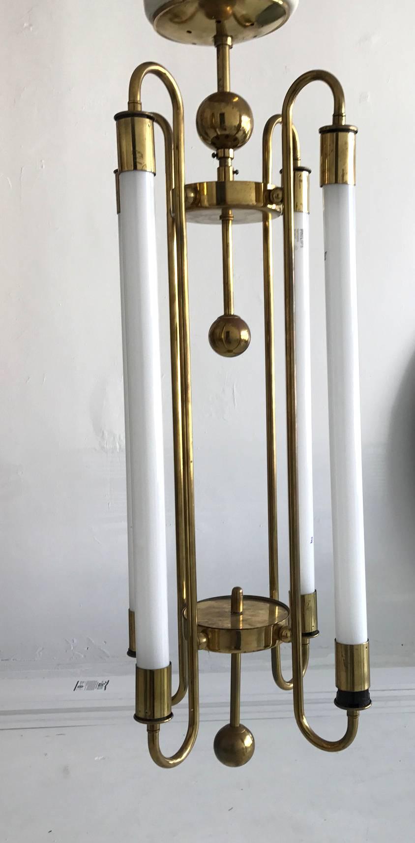 Art Deco German Brass Chandelier by Kaiser & Co. In Good Condition In Atlanta, GA