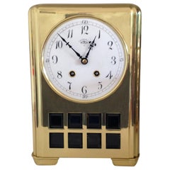 Art Deco German Brass Mantel Clock, by Lenzkirch, circa 1920
