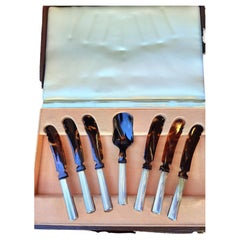 Antique Art Deco German Caviar Cutlery Set Silver and Tortoise Shell