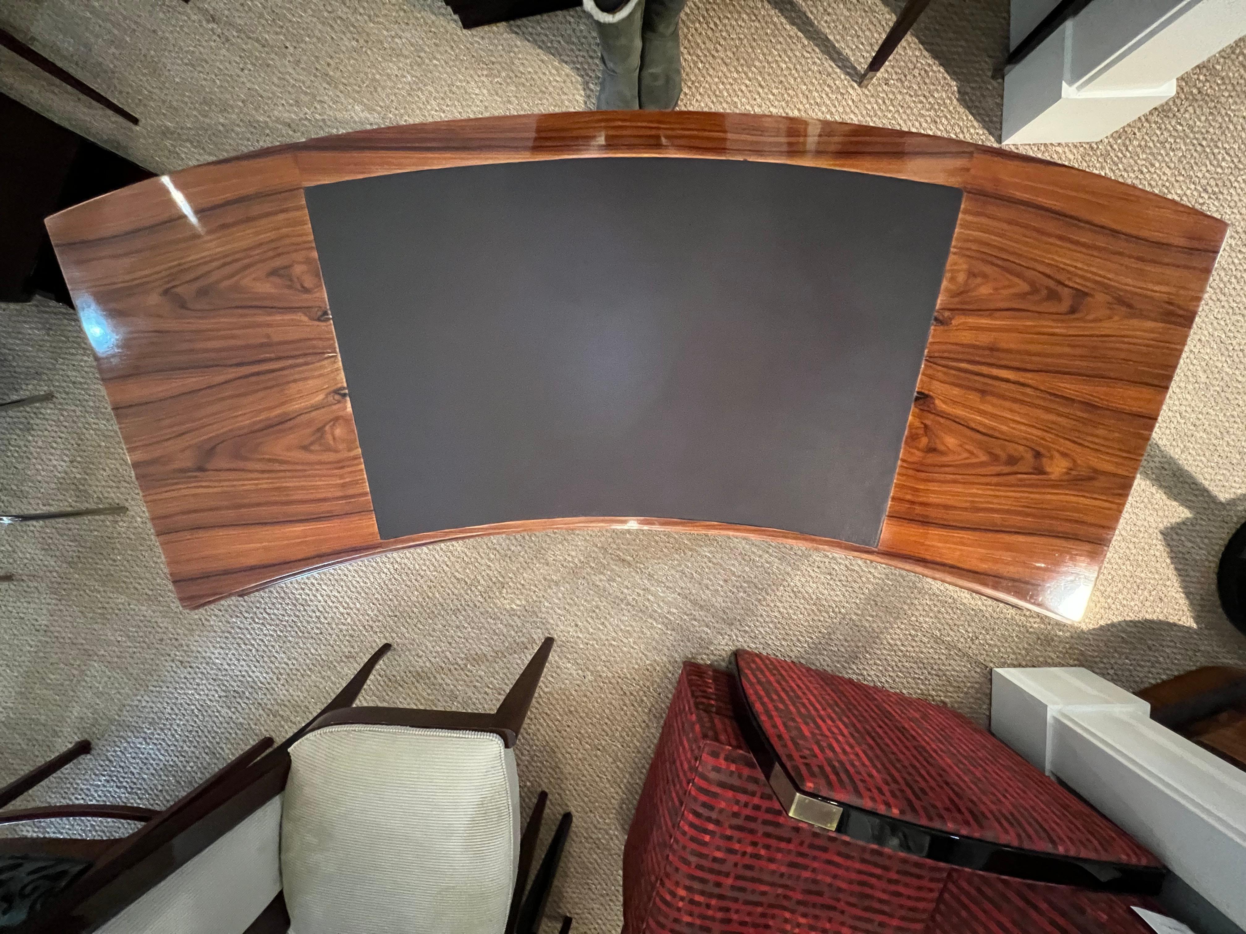 Leather Art Deco German Curved Desk in Walnut  For Sale