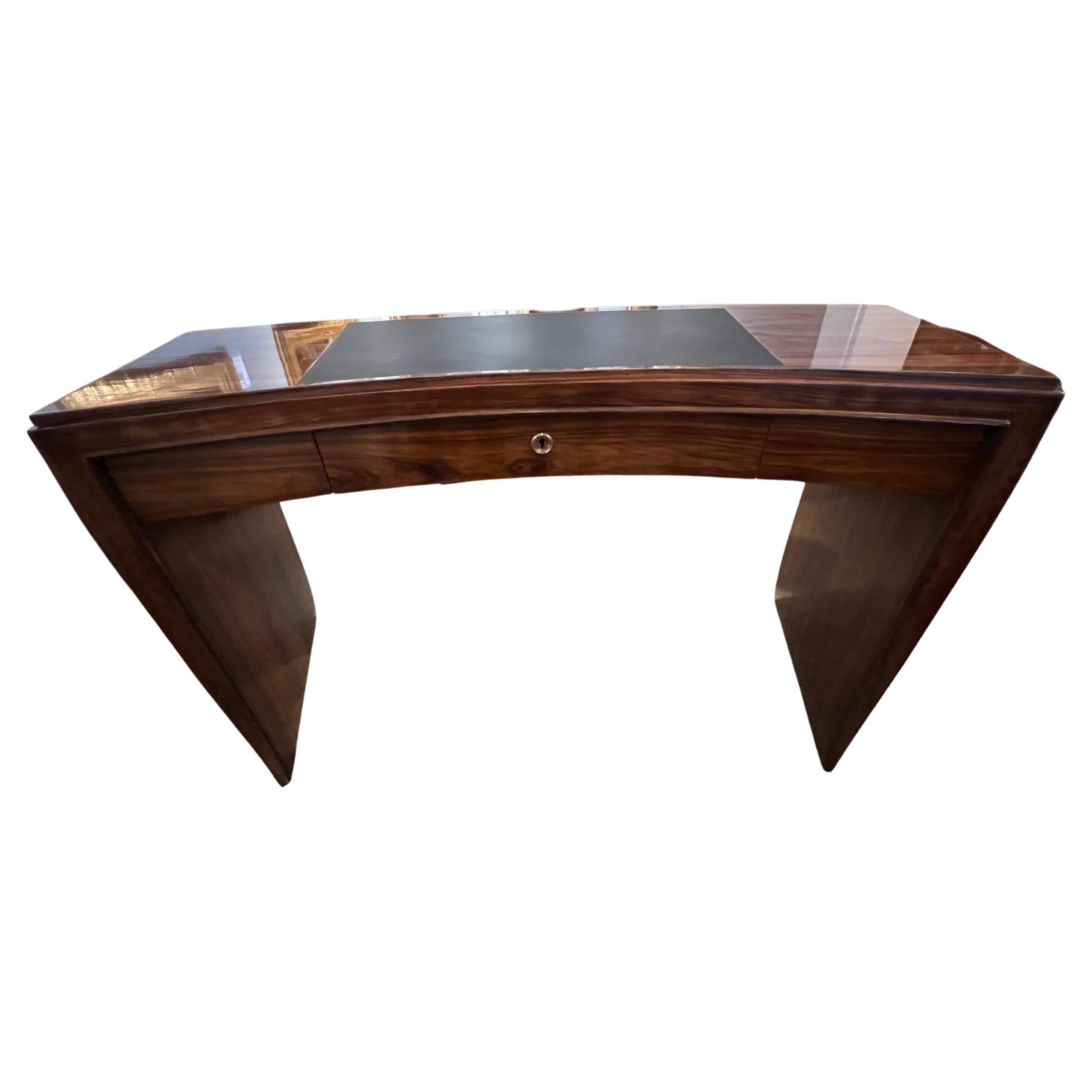 Art Deco German Curved Desk in Walnut  For Sale