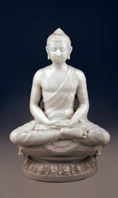 Art Déco German Glazed Porcelain Sculpture of a Sitting Buddha by Rosenthal
