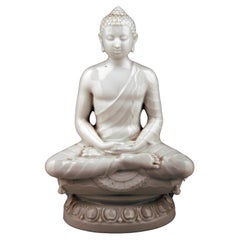 Antique Art Déco German Glazed Porcelain Sculpture of a Sitting Buddha by Rosenthal