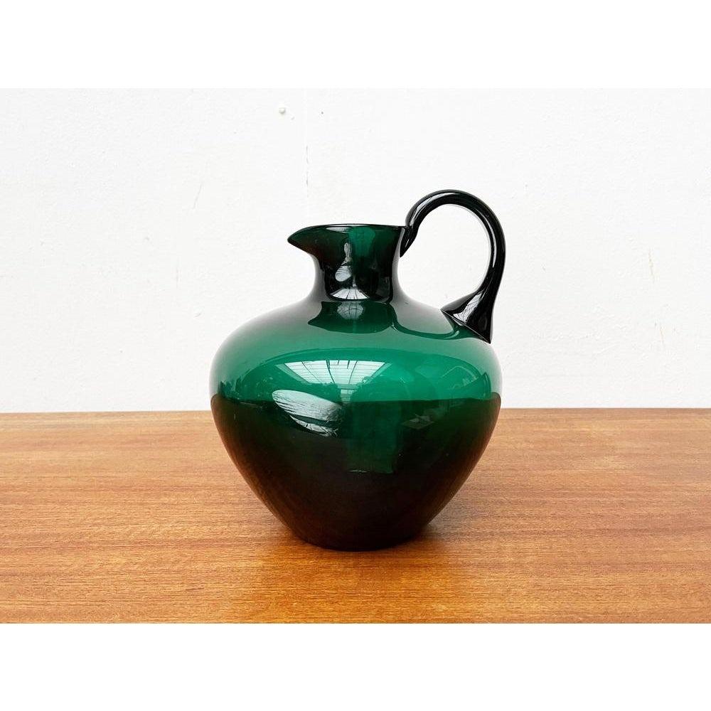Art Deco German Green Glass Jug by Prof. Bruno Mauder, 1930s For Sale 6