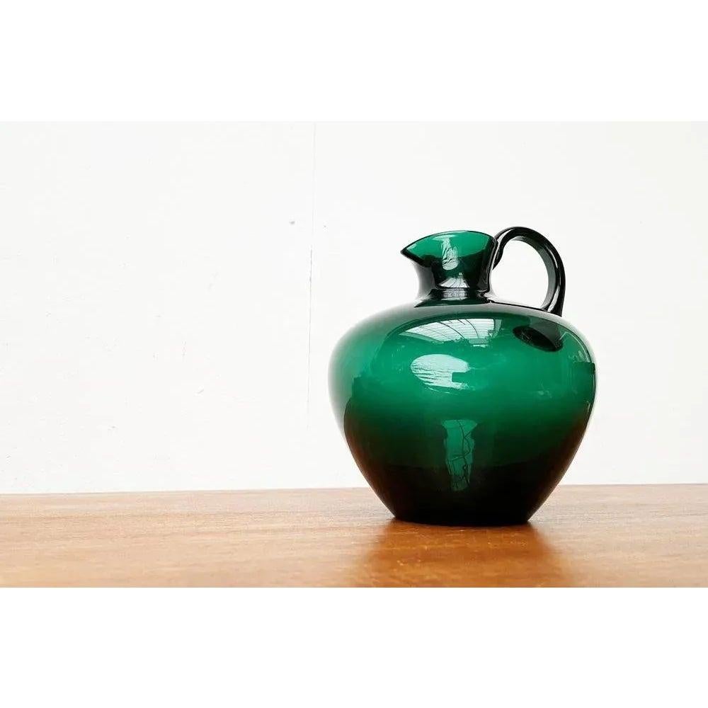 Art Deco German Green Glass Jug by Prof. Bruno Mauder, 1930s For Sale 8
