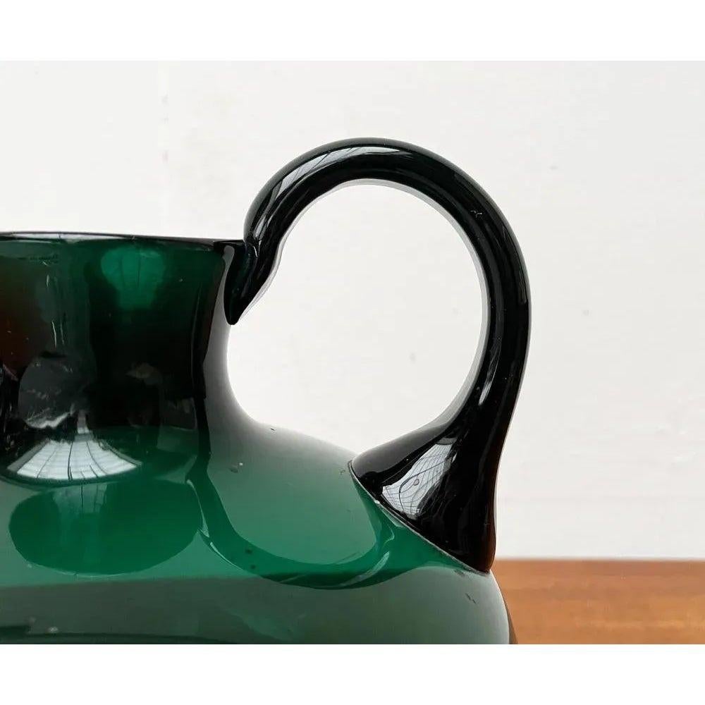 Art Deco German Green Glass Jug by Prof. Bruno Mauder, 1930s For Sale 1