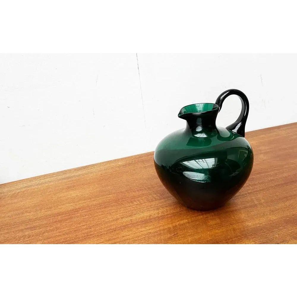 Art Deco German Green Glass Jug by Prof. Bruno Mauder, 1930s For Sale 2