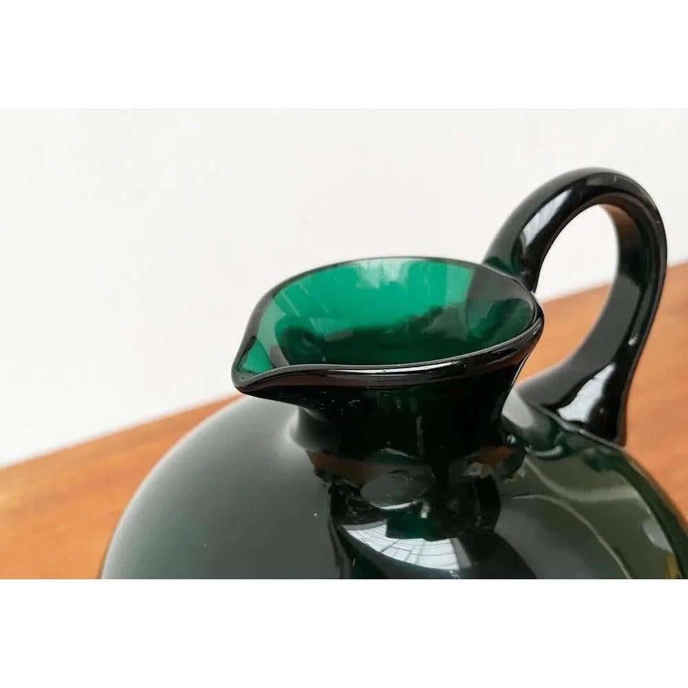 Art Deco German Green Glass Jug by Prof. Bruno Mauder, 1930s For Sale 3