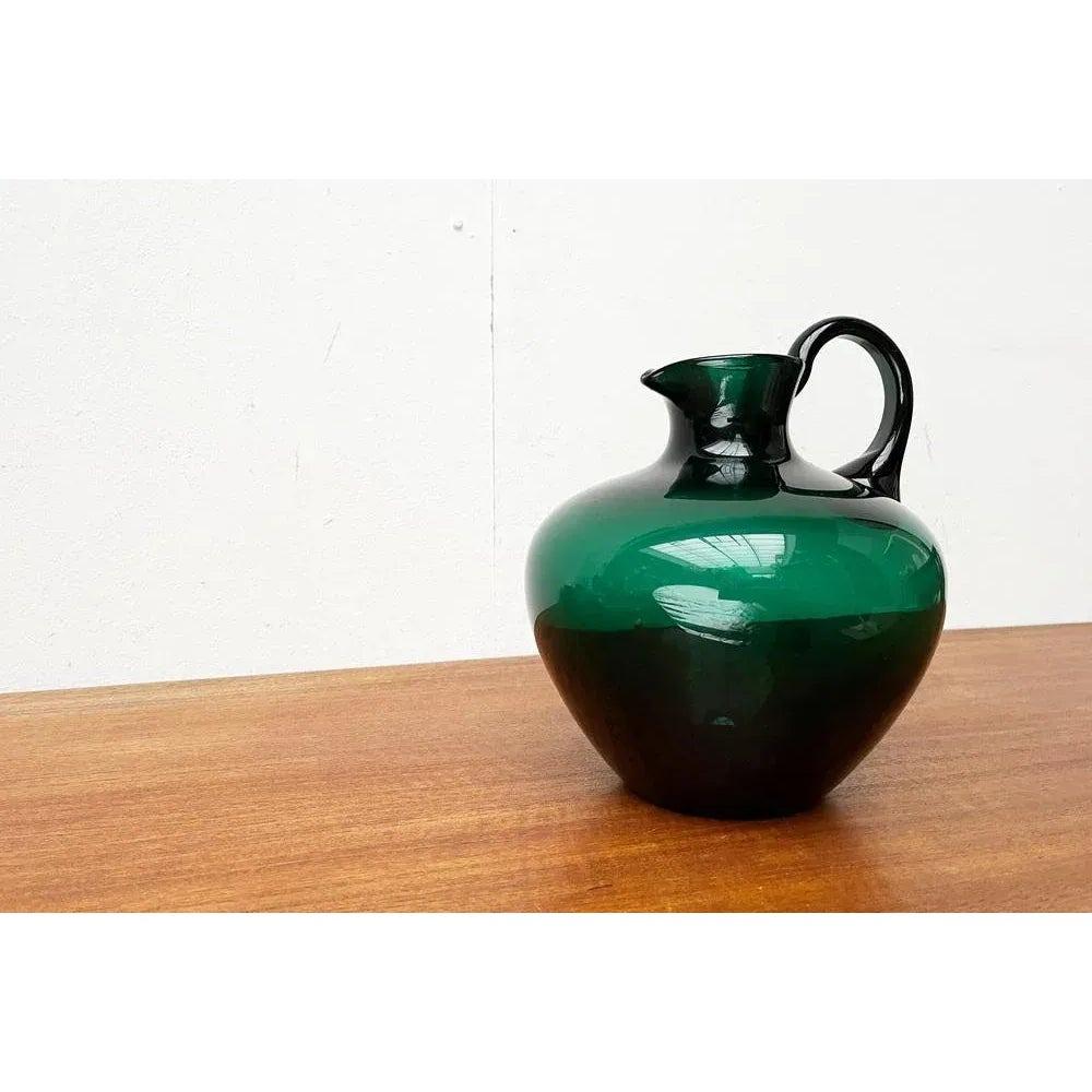 Art Deco German Green Glass Jug by Prof. Bruno Mauder, 1930s For Sale 5