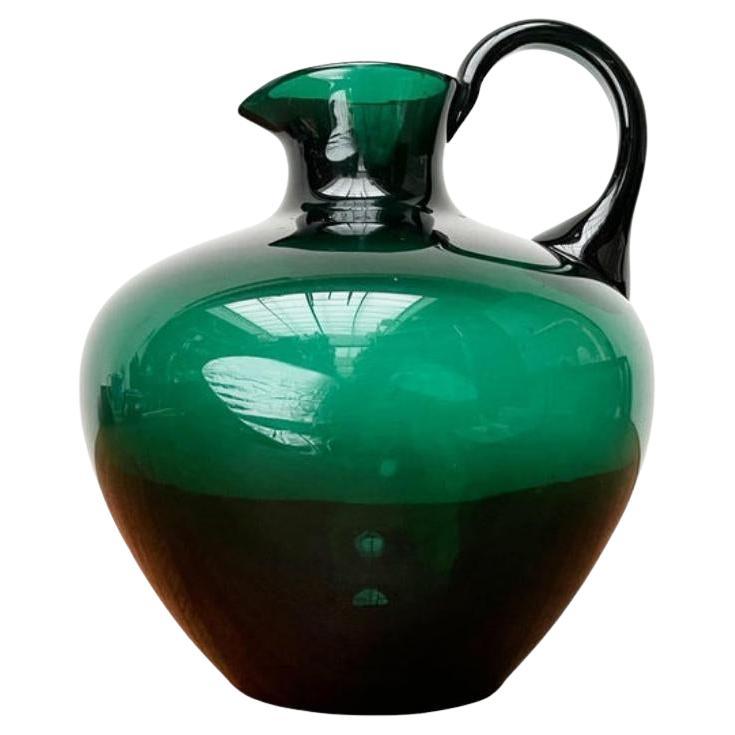 Art Deco German Green Glass Jug by Prof. Bruno Mauder, 1930s
