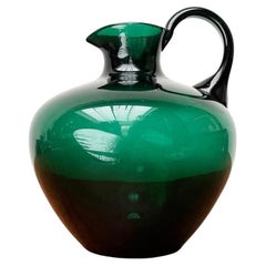 Art Deco German Green Glass Jug by Prof. Bruno Mauder, 1930s