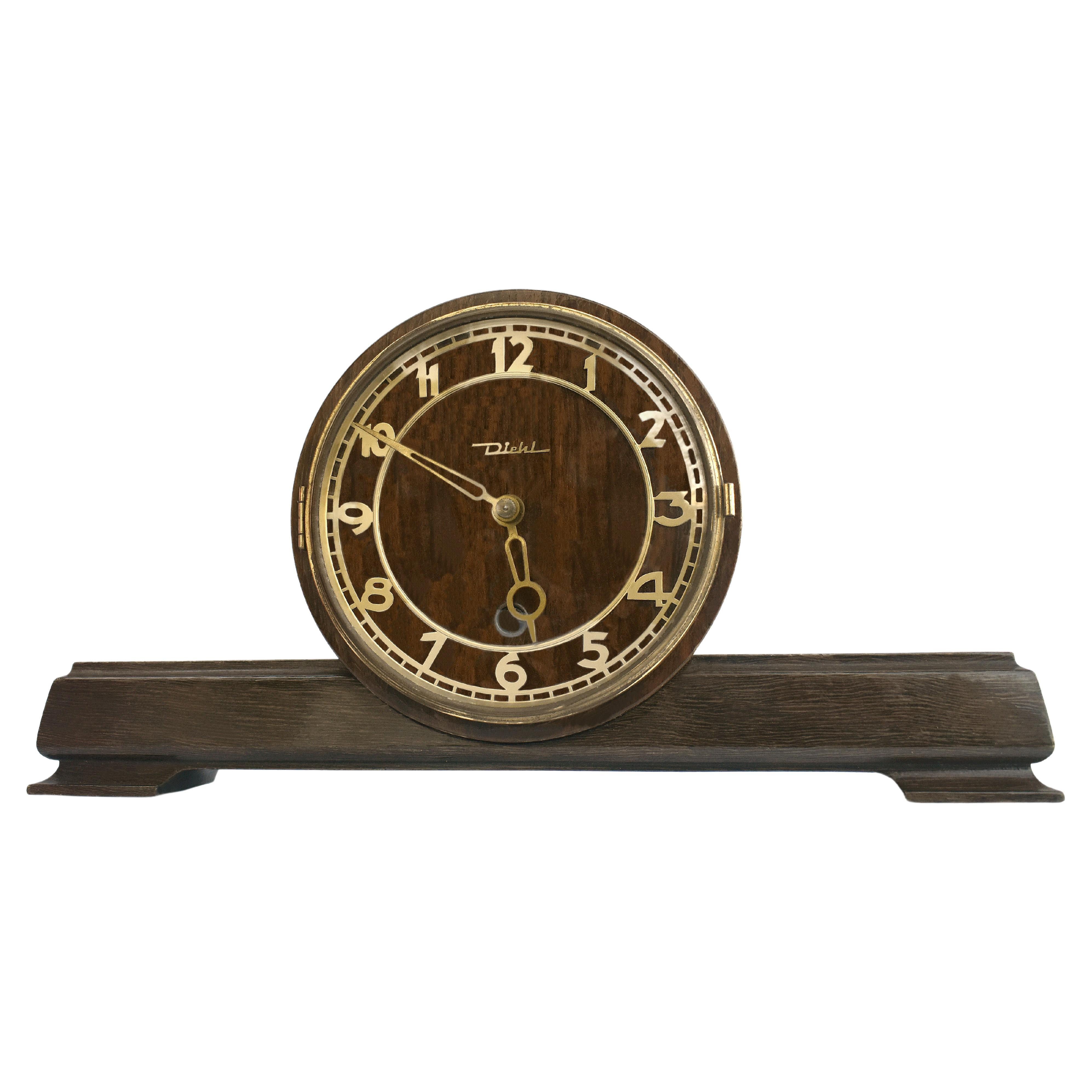 Art Deco German Mantle Clock by Diehl, c1930