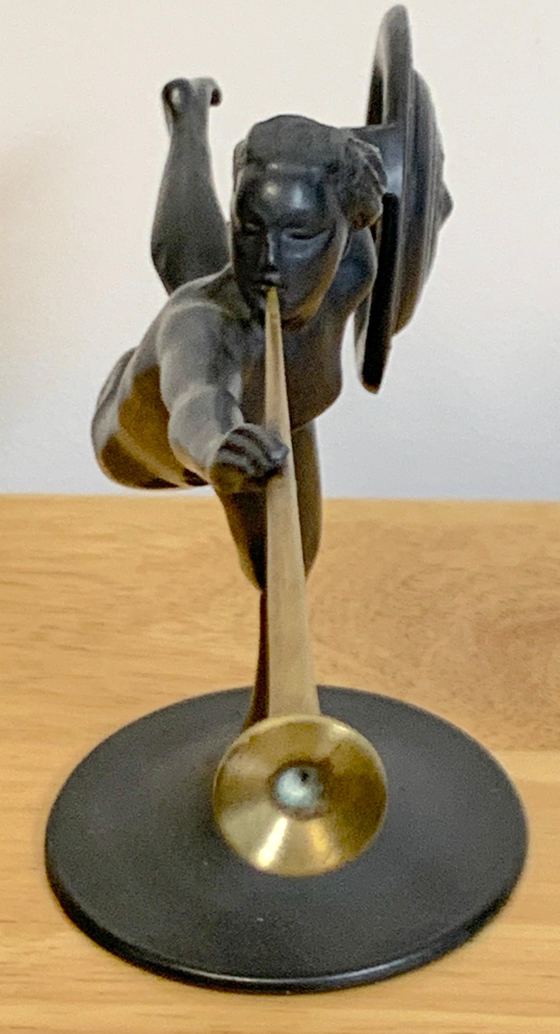 Art Deco German Pewter & Brass Allegory Sculpture Attributed to Kayserzinn For Sale 1