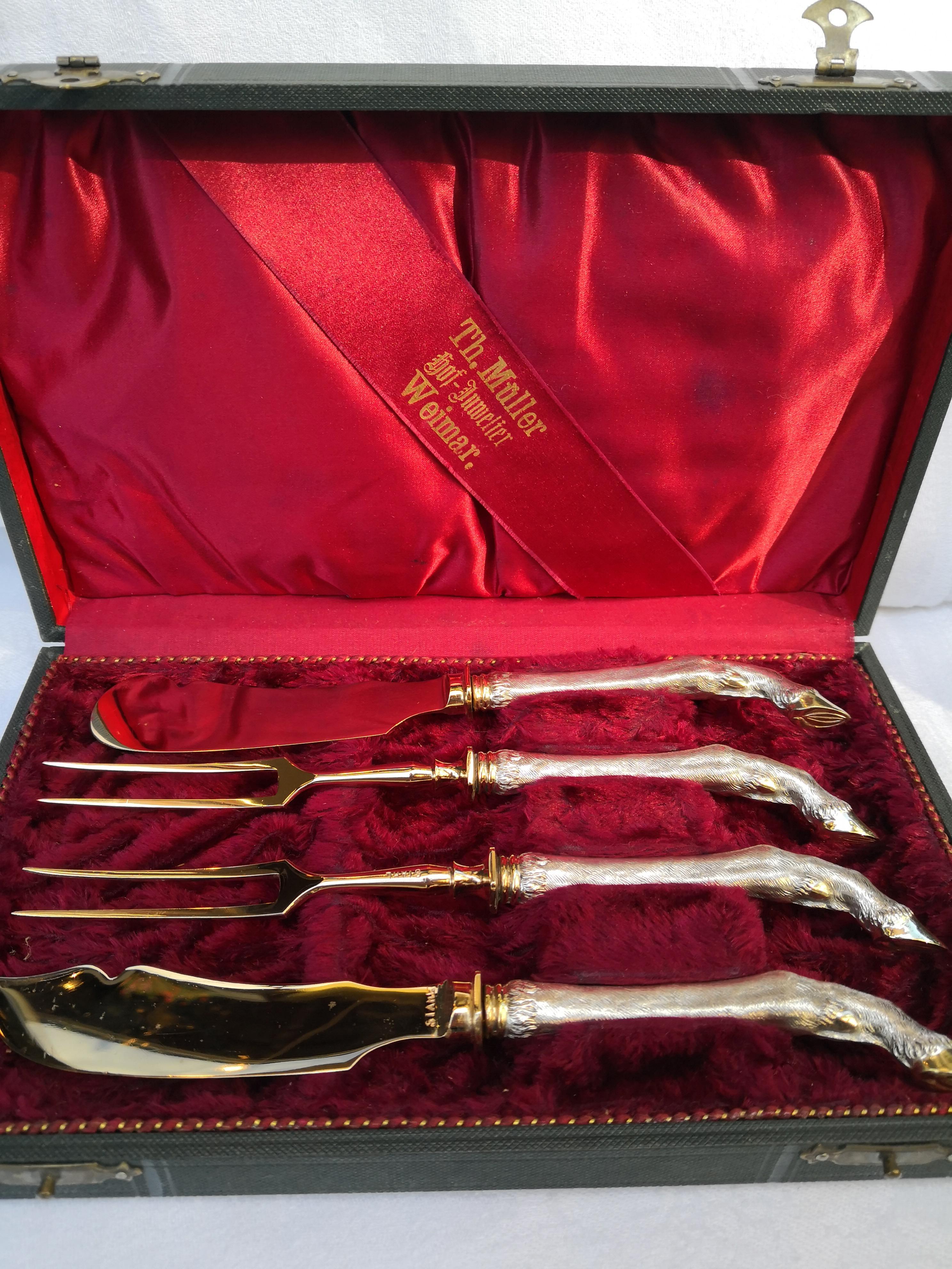 Art Deco German Set of Four Silver Serving Cutlery Style Black Forest 4