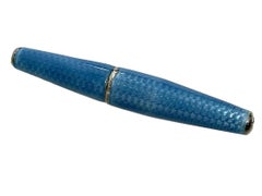 Art Deco German silver enamel and guilloche cigarette holder, 1910