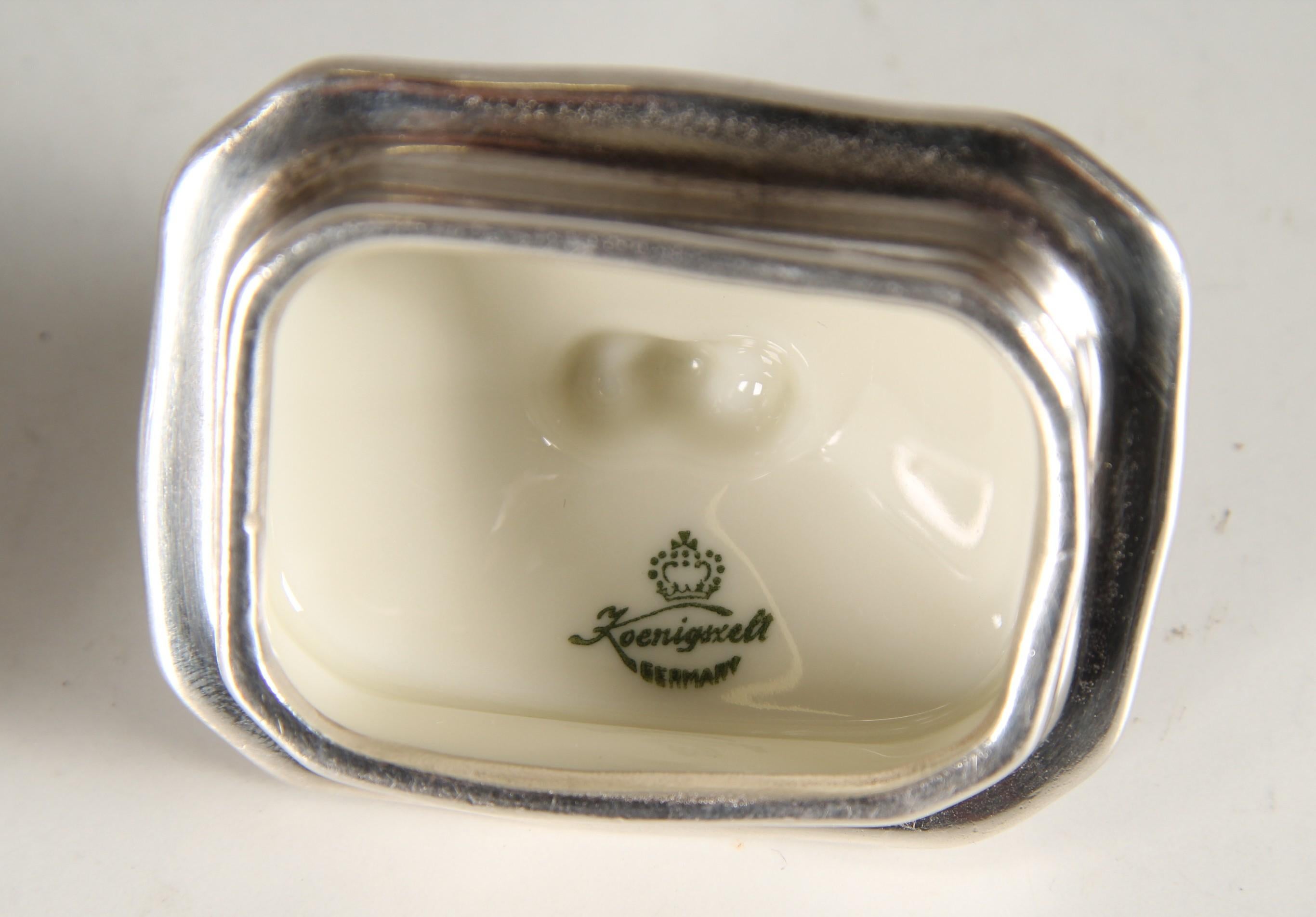 Art Deco German Silver Lustre Porcelain Sugar Bowl Jug WMF Königszelt Porzellan For Sale 12