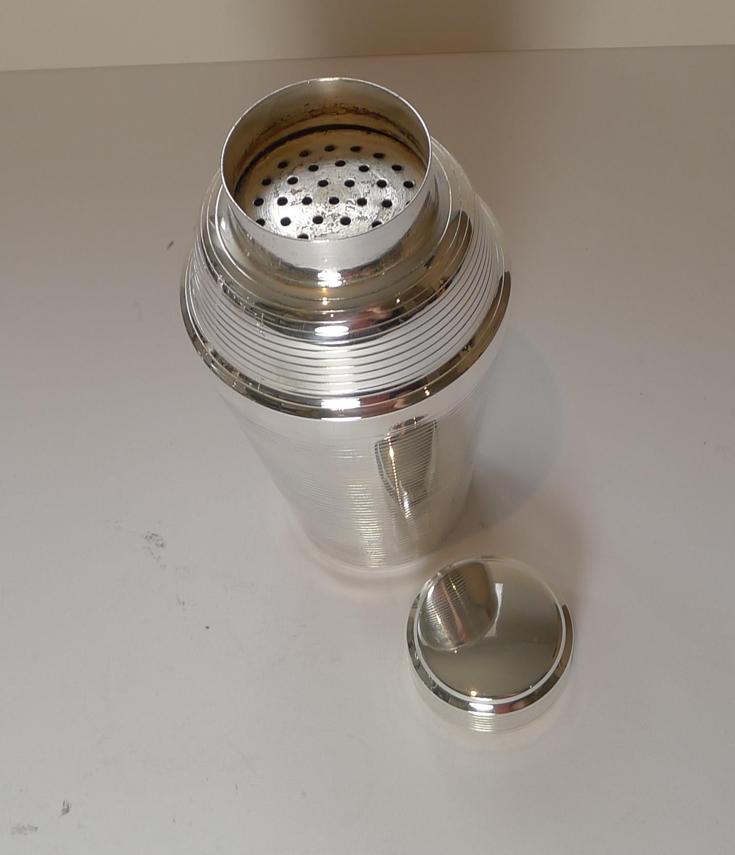 Art Deco German Silver Plated Cocktail Shaker by Carl Deffner, c.1930 In Good Condition In Bath, GB