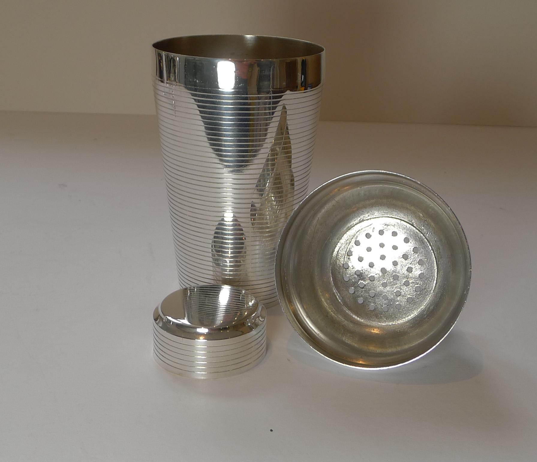 Art Deco German Silver Plated Cocktail Shaker by Carl Deffner, c.1930 4