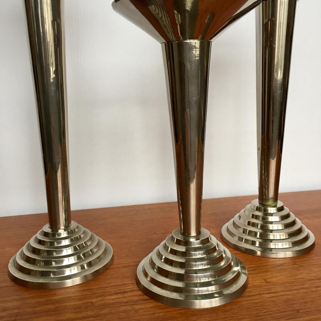 Art Deco German Steel Candle Holders, Set of 3 For Sale 1