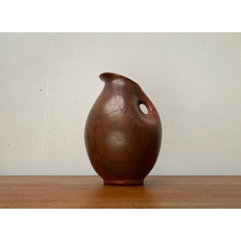 Art Deco German Studio Pottery Jug Carafe with Handle Hole by Paul Dresler For Sale 6