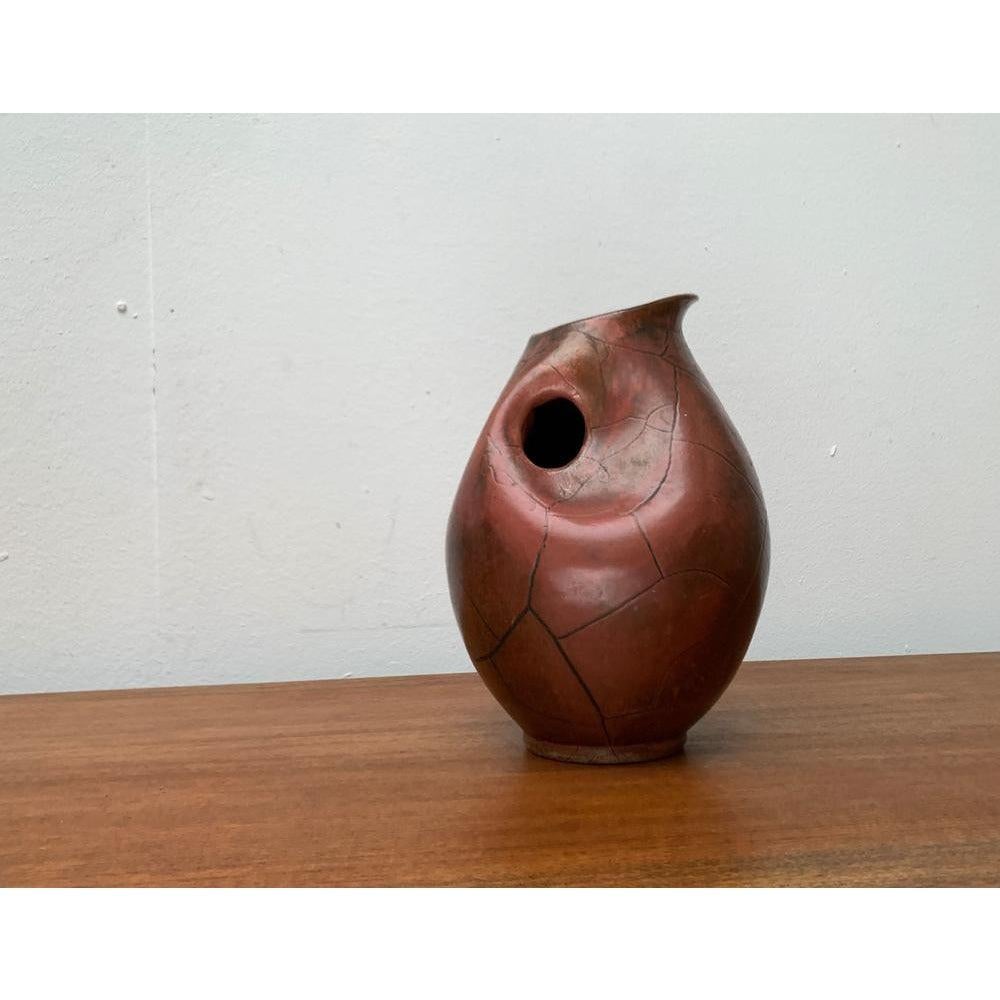Art Deco German Studio Pottery Jug Carafe with Handle Hole by Paul Dresler In Excellent Condition For Sale In Hamburg, DE