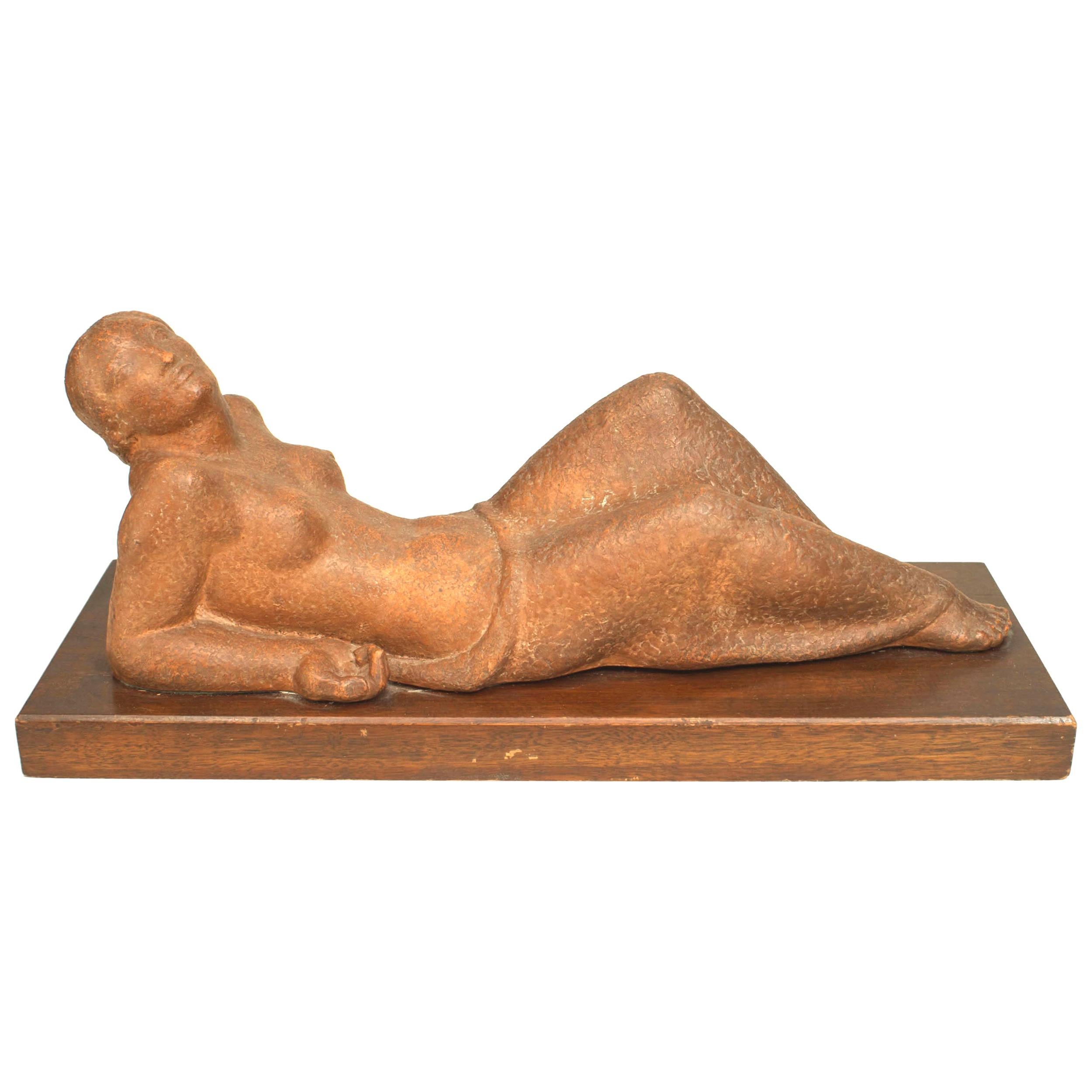 Art Moderne Terra-Cotta Nude Lady For Sale