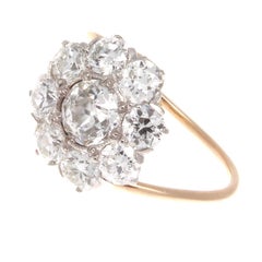 Art Deco GIA 0.63 Carat Old European Cut Diamond Cluster Gold Platinum Ring Art Deco GIA 0.63 Carat Old European Cut Diamond Cluster Gold Platinum Ring