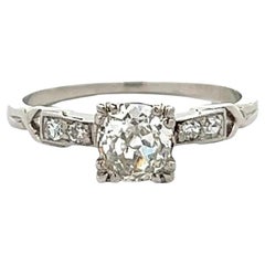 Art Deco GIA 0.65 Carat Old Mine Cut Diamond Platinum Ring