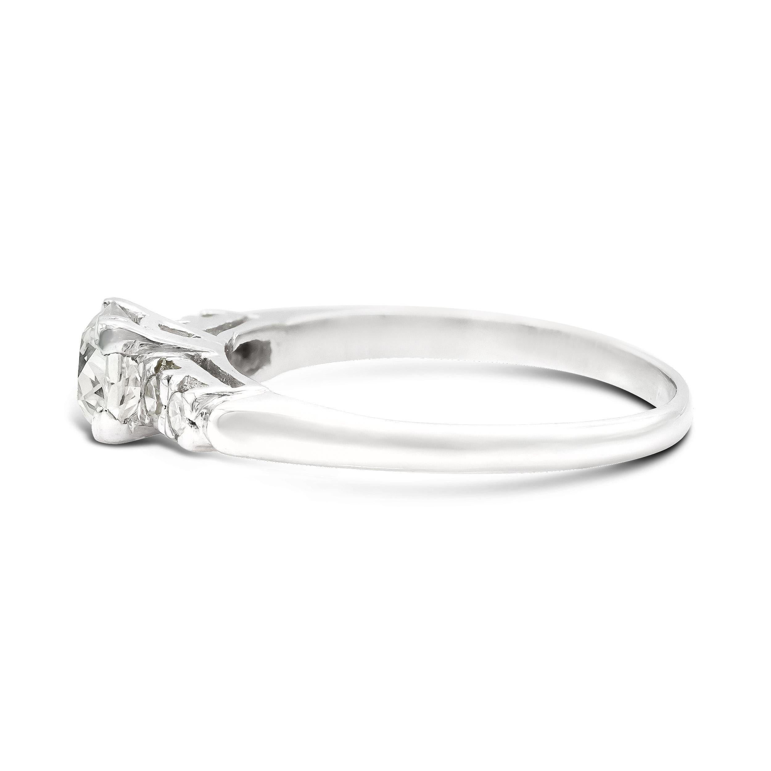 Old European Cut Art Deco GIA 0.66ct. Old European Diamond Engagement Ring H SI1 in Platinum For Sale