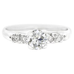 Antique Art Deco GIA 0.66ct. Old European Diamond Engagement Ring H SI1 in Platinum