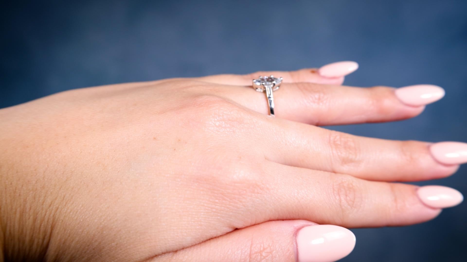 Women's or Men's Art Deco GIA 0.70 Carat Marquise Cut Diamond Platinum Ring For Sale