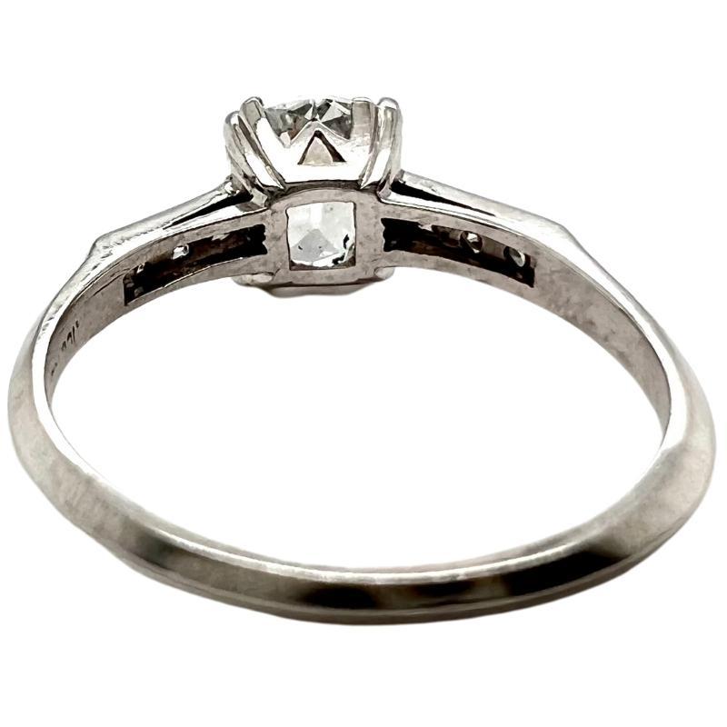 Art Deco GIA 0.73 Carat Cushion Cut Diamond Platinum Ring 1