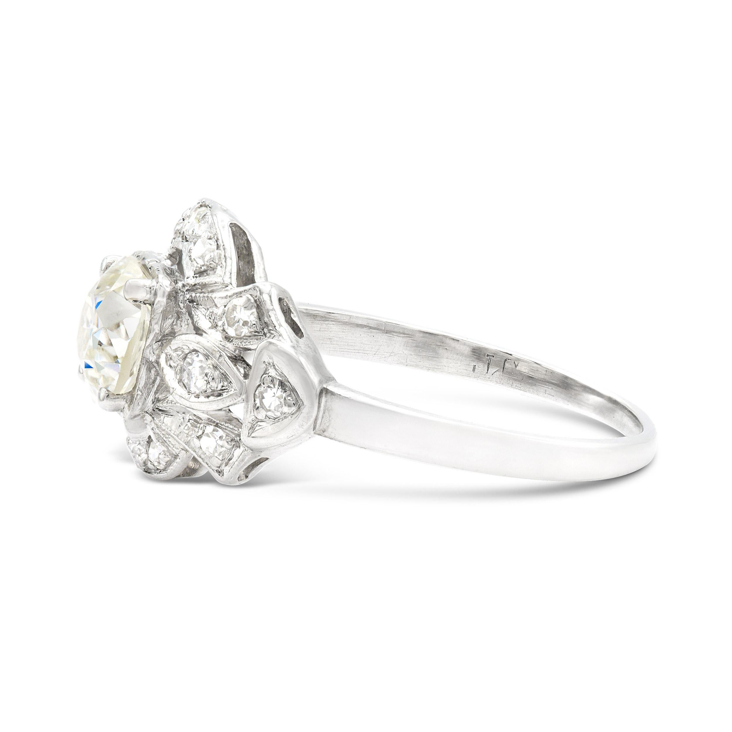 Old European Cut Art Deco GIA 0.79 Ct. Old European Diamond Engagement Ring L VS1, Platinum For Sale