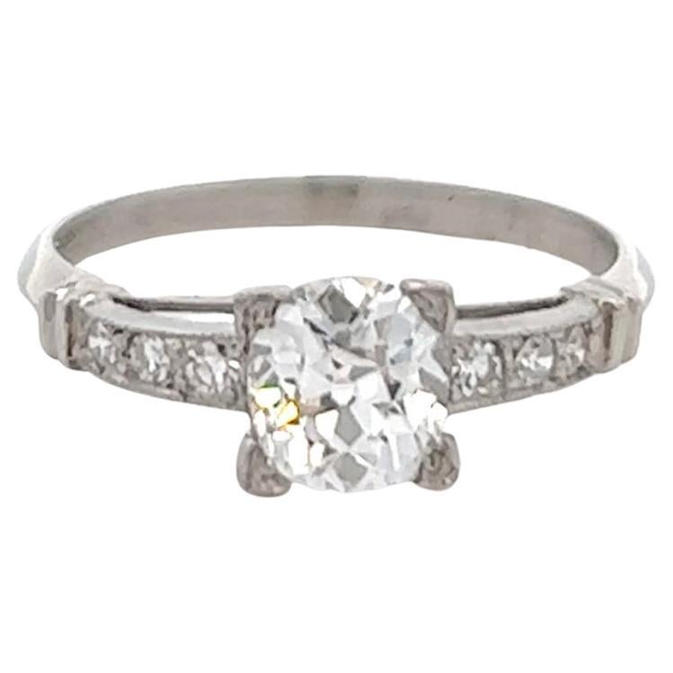 Art Deco GIA 0.81 Carat Old Mine Cut Diamond Platinum Ring