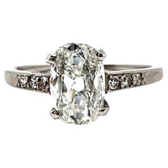 Art Deco GIA 0.90 Carat Cushion Cut Diamond Platinum Ring