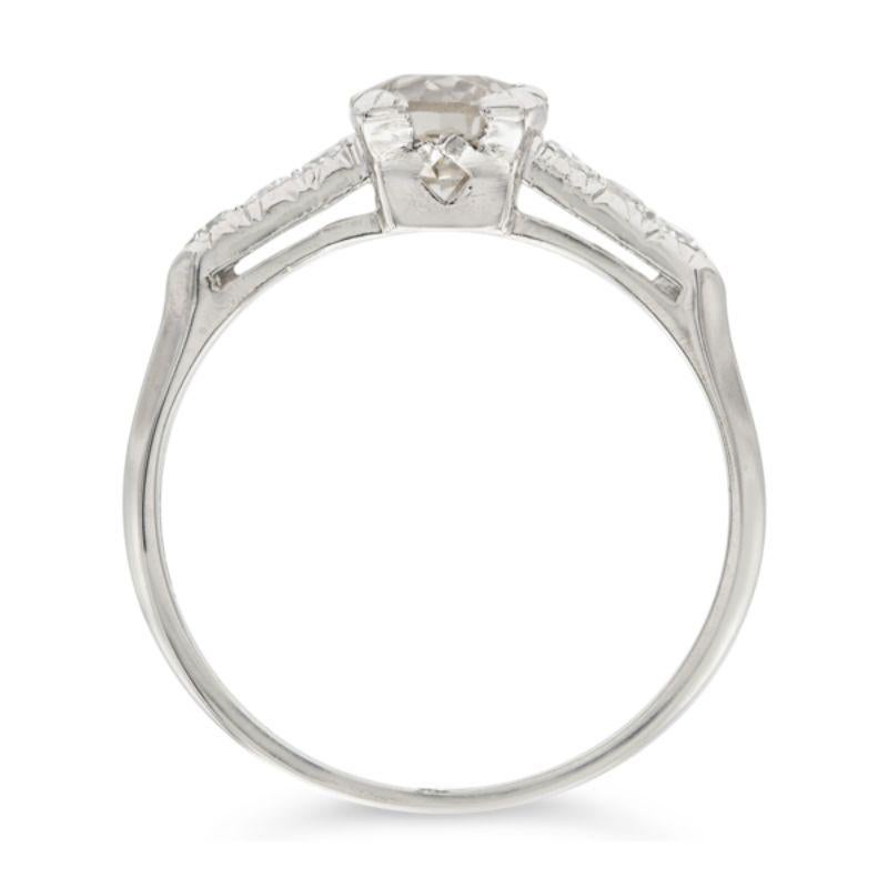 Art Deco GIA 0.91ct Old European Diamond Engagement Ring W I1 in Platinum In Good Condition In New York, NY