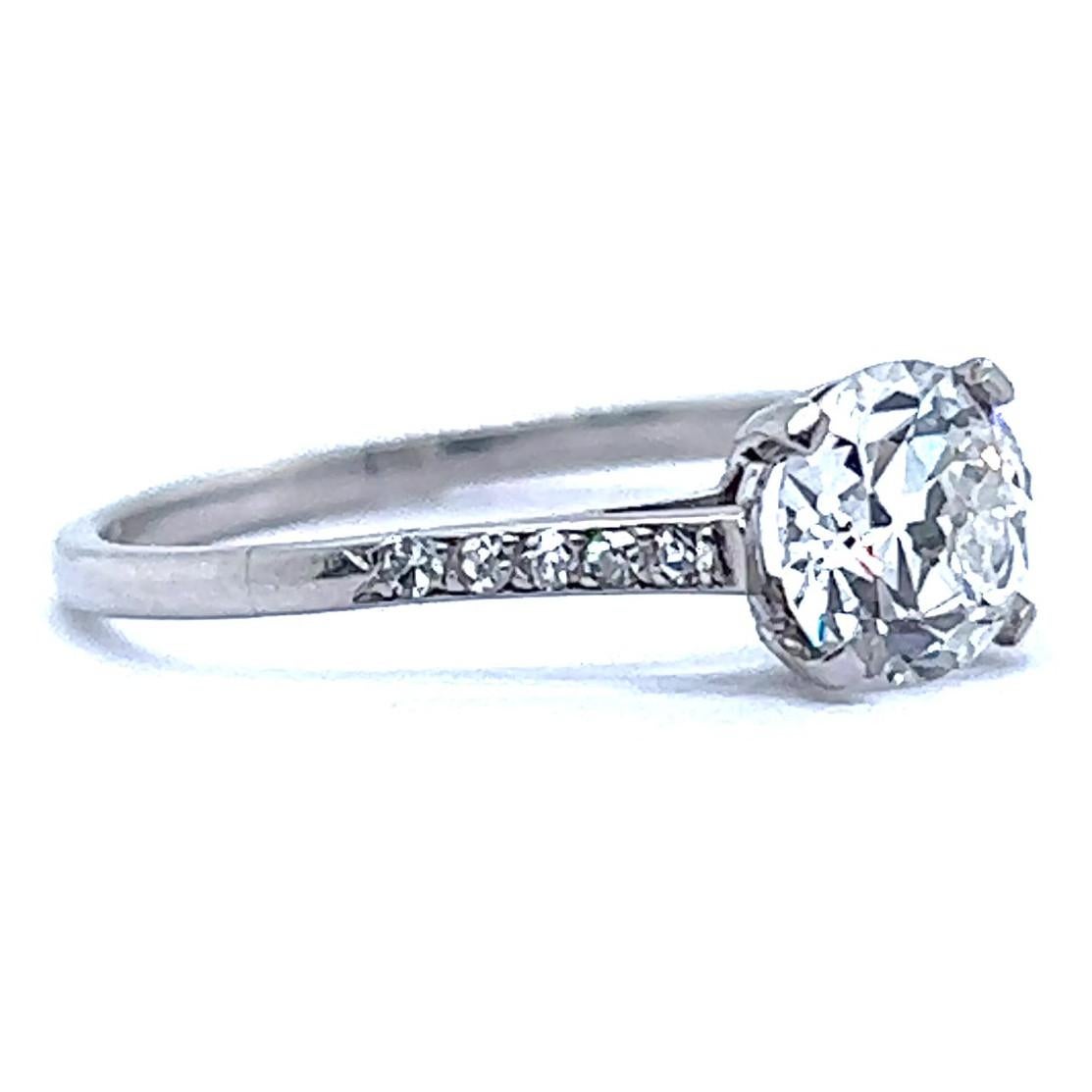 Women's or Men's Art Deco GIA 0.94 Carat Old European Cut Diamond Platinum Engagement Ring