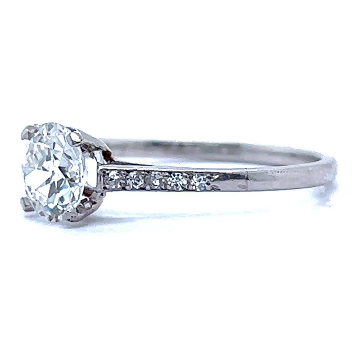 Art Deco GIA 0.94 Carat Old European Cut Diamond Platinum Engagement Ring 1