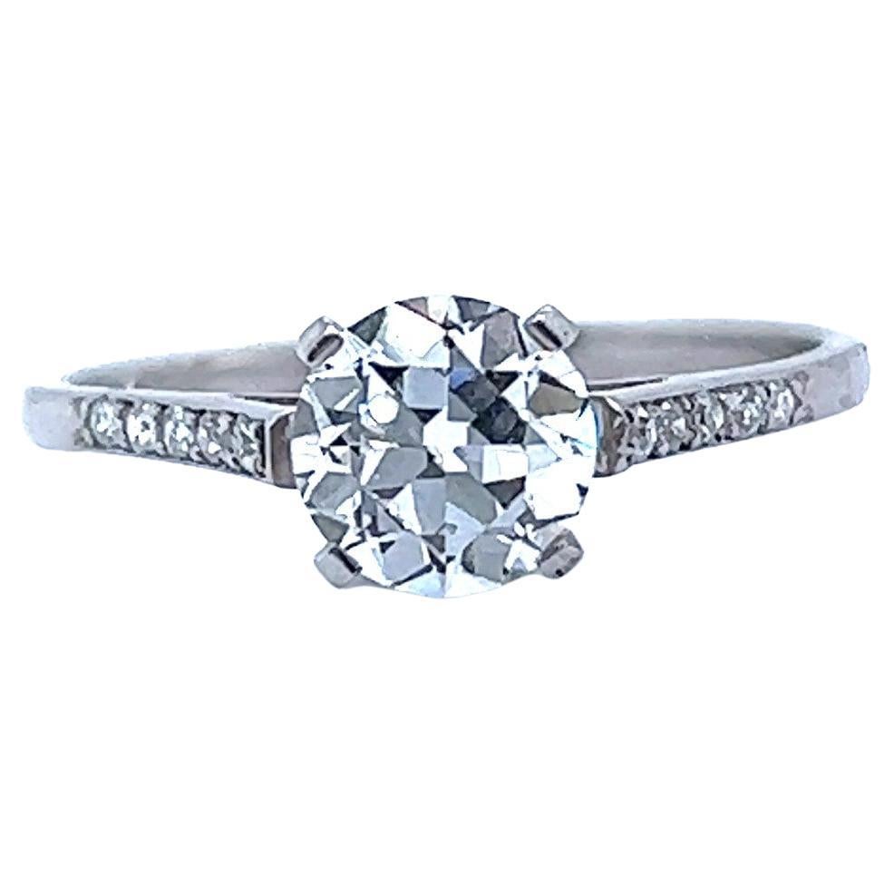 Art Deco GIA 0.94 Carat Old European Cut Diamond Platinum Engagement Ring