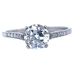 Art Deco GIA 0.94 Carat Old European Cut Diamond Platinum Engagement Ring