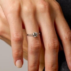 Art Deco GIA 0.96 carat diamond platinum engagement ring