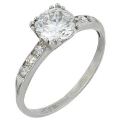 Art Deco GIA 0.96 carat diamond platinum engagement ring