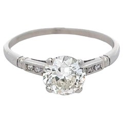 Bague Art déco en platine avec diamant taille vieille Europe de 0,97 carat certifié GIA