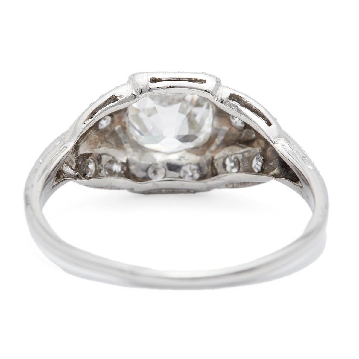 Art Deco GIA 0.99 Carat Old Mine Cut Diamond Platinum Ring 2
