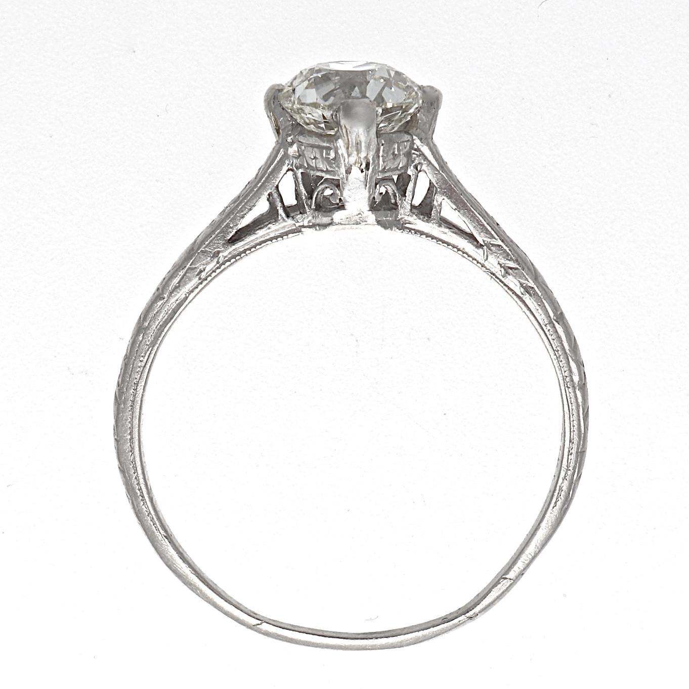Old European Cut Art Deco GIA 1.01 Carat Diamond Platinum Engagement Ring