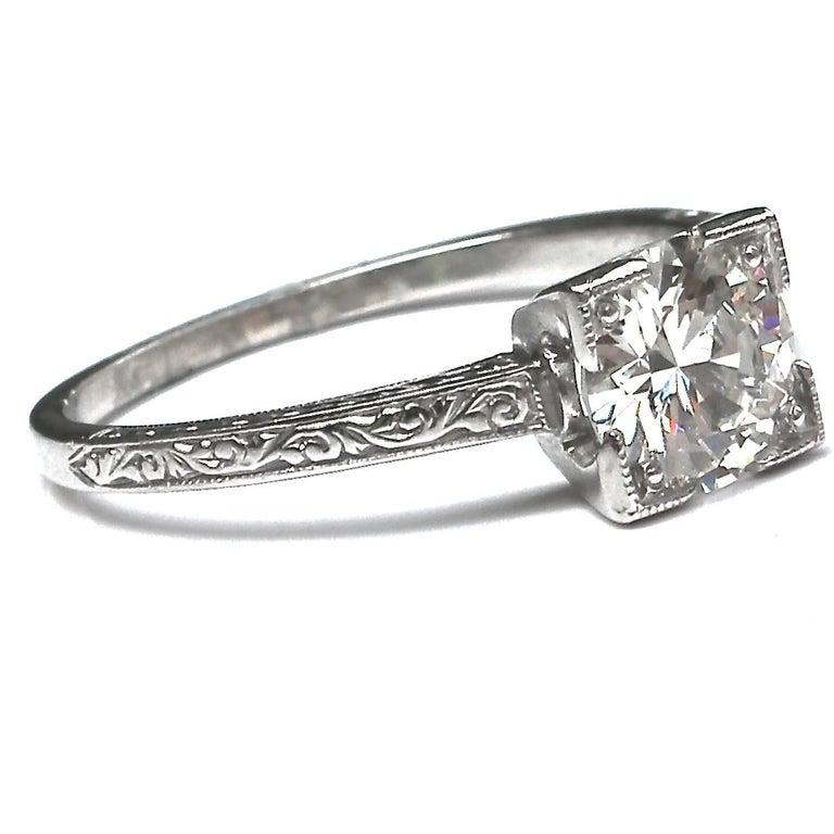 Old European Cut Art Deco GIA 1.01 Carat Diamond Platinum Ring