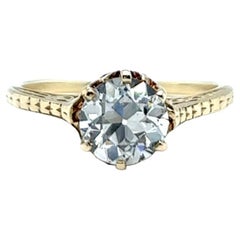 Art Deco GIA 1.01 Carat Old European Cut Diamond 14K Yellow Gold Engagement Ring