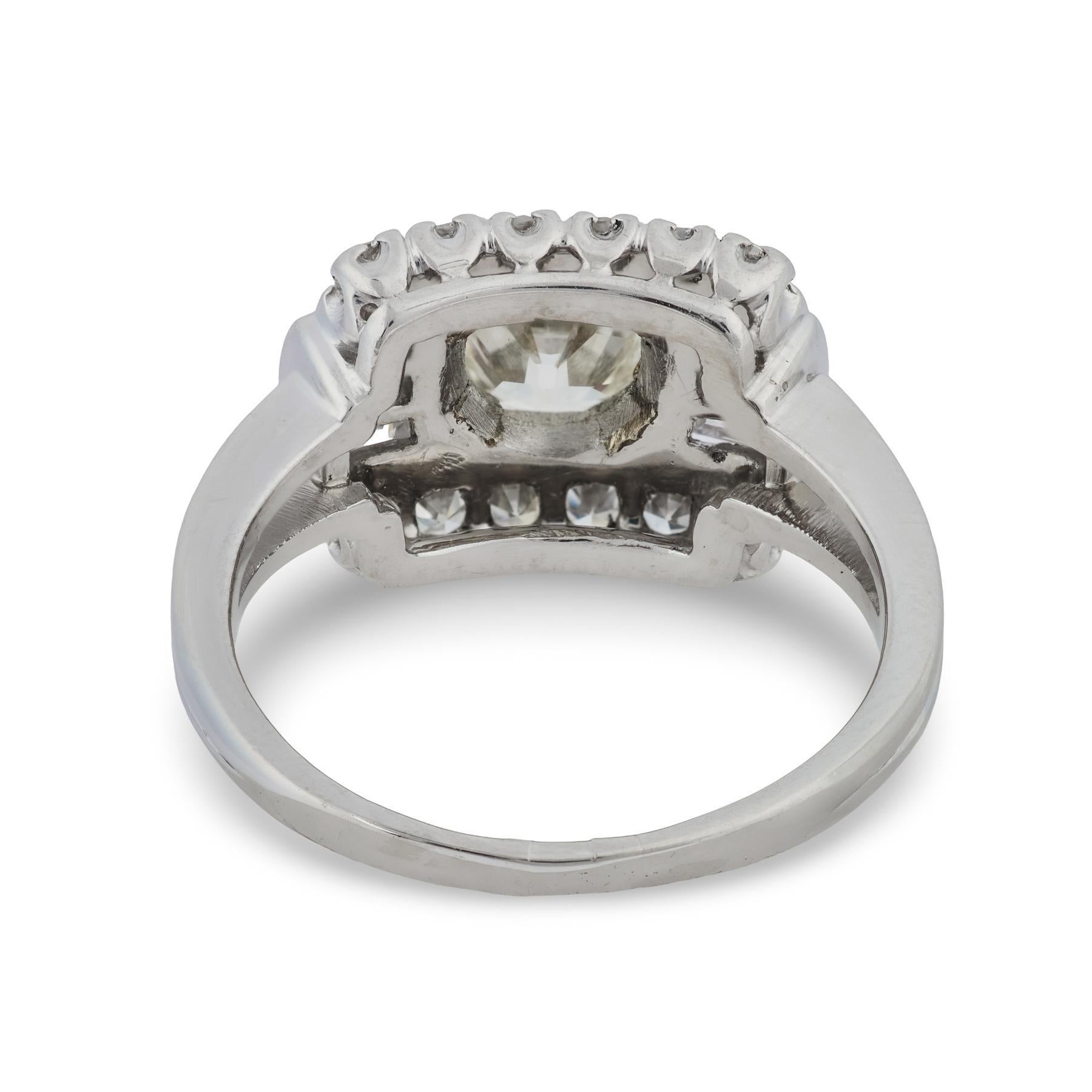 Bague de fiançailles Art déco en platine avec diamant taille ancienne de 1.01 carat, certifié GIA en vente 1