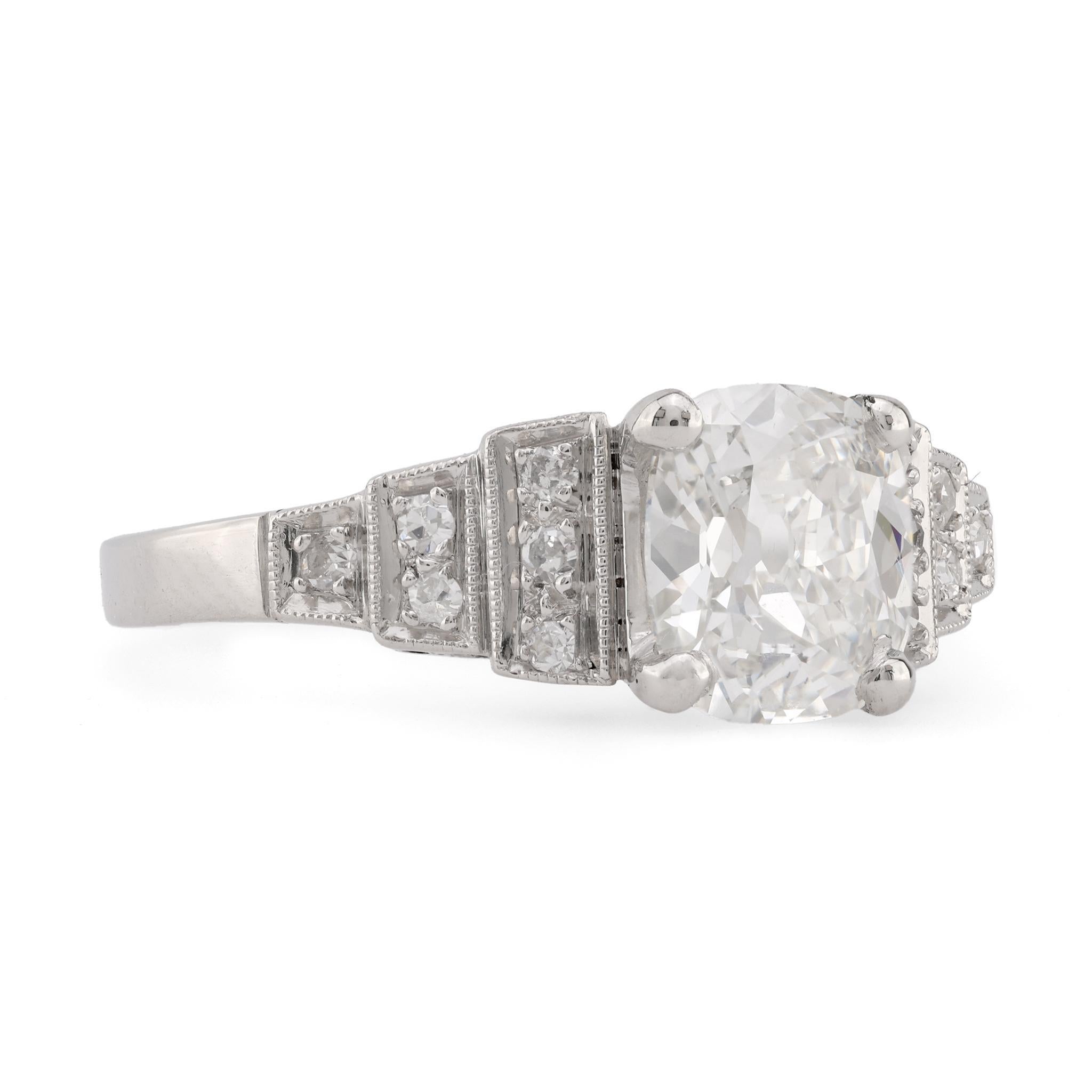 Old Mine Cut Art Deco GIA 1.01 Carat Old Mine Diamond Platinum Engagement Ring For Sale